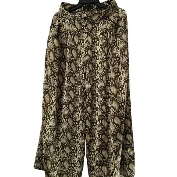 Nili Lotan Womens Snakeskin Print Wide-Leg Cropped Pants Size 4